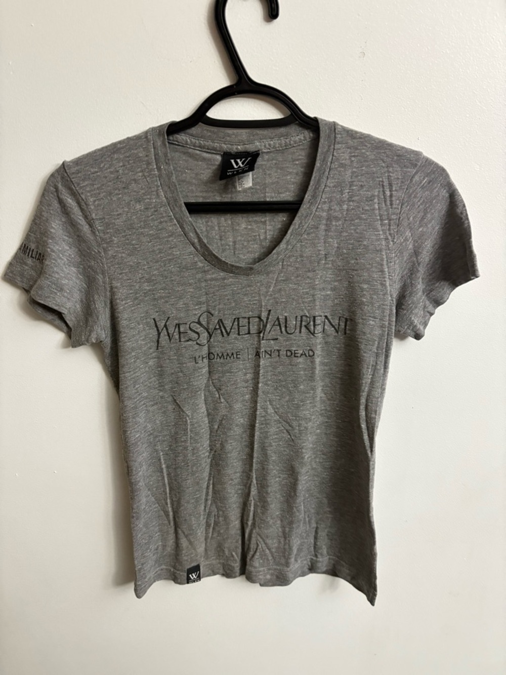 WLKN « Yves Saved Laurent » Grey Graphic Tee size small - Picture 2 of 9